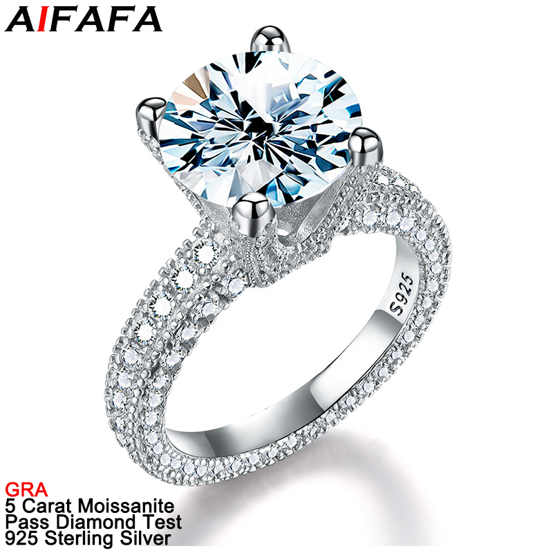 Sterling Silver Ring - Кольца с настоящим муассанитом и бриллиантами